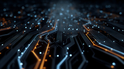 Futuristic circuit board with glowing connections