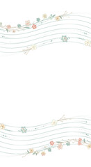 Delicate floral borders adorning wavy mint green stripes for elegant design projects and invitations