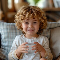 little girl drinking water