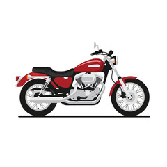 Fototapeta premium Red and Black Classic Motorcycle Illustration on White