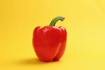 Capsicum bell pepper red yellow on yellow background