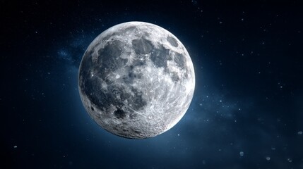 A stunning view of the moon, highlighting its craters and surface details against a starry background.