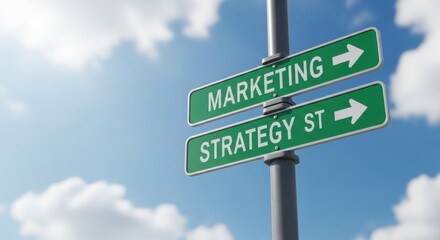 Fototapeta premium Directional signs for marketing and strategy pointing towards success