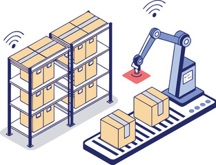Smart Warehouse Automation with Robots and Packages
