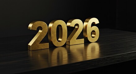 Golden 2026 Year on Dark Wood: Elegant New Year's Celebration