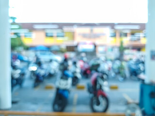 Blurred abstract background of a store parking area
