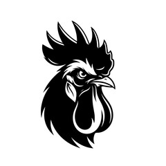 Fototapeta premium A vector illustration of a rooster head in a modern, mascot-like style.