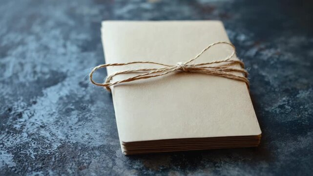 Stack of tied letters on textured surface