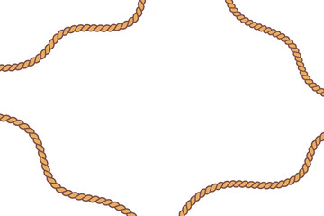 Curved rope frame forming decorative border around white background, ideal for nautical themes, vintage design, and creative decoration.