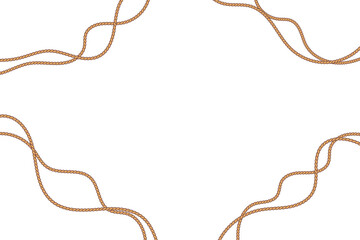 Curved rope frame forming decorative border around white background, ideal for nautical themes, vintage design, and creative decoration.