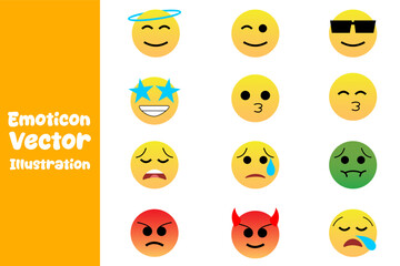 Emoticon Icon Set – Flat Design Vector Pack, emotion art.