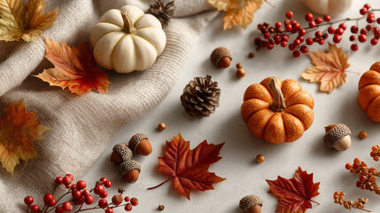 Autumn Still Life With Pumpkins And Leaves