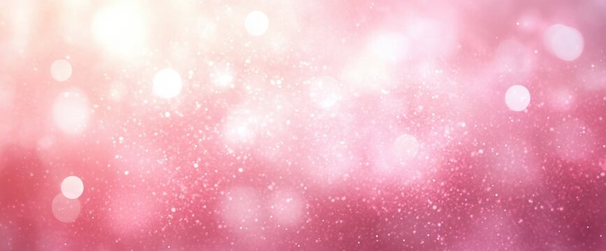 Soft pink and white bokeh light effect with sparkling particles creating a dreamy and gentle atmosphere