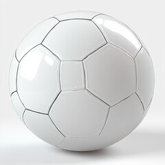 Fototapeta premium close-up of a shiny white soccer ball with pentagon and hexagon panels