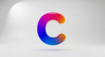 Colorful 3d letter c with gradient effect, a modern and vibrant design for typography, branding, or creative projects and presentations