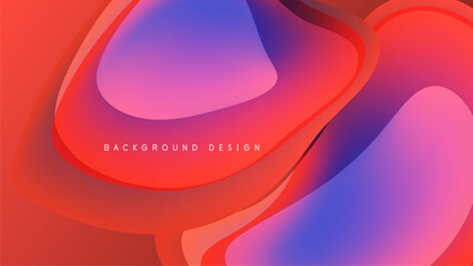 Abstract fluid shapes, vibrant colors blend. Red, purple, blue gradients create dynamic composition. Modern design element.
