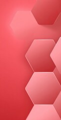 An arrangement of overlapping coral-toned hexagons with soft shadows create a layered, geometric background. The shades vary giving a 3D effect