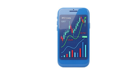 Stock Chart on Blue Mobile Phone