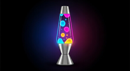 Retro lava lamp with colorful wax floating inside, creating a psychedelic and groovy atmosphere, perfect for vintage and nostalgic themes