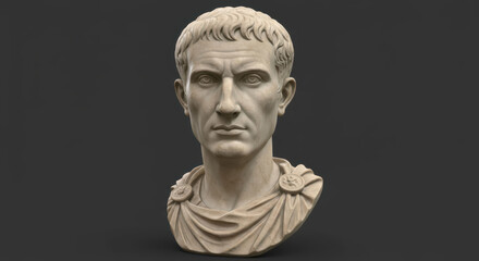 Obraz premium Marble Bust of Julius Caesar, Roman Dictator and Military General, Symbol of Ancient Roman Power and Leadership