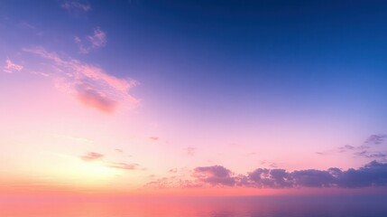 Fototapeta premium Serene ocean view at sunset with colorful sky featuring pink, orange, and purple clouds above calm water
