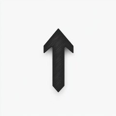 Fototapeta premium Black upward pointing arrow with a subtle textured pattern on a white background, symbolizing direction or progress