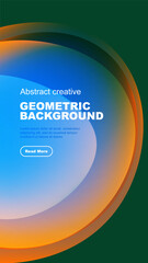 Abstract geometric background features vibrant colors, flowing shapes, text sample, button. Modern design suitable for presentations, websites.