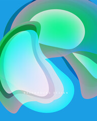 Fototapeta premium Abstract fluid shapes blend, creating vibrant blue, green hues. Soft gradients suggest movement, depth. Modern design element.