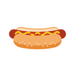 Delicious Hot Dog with Mustard and Ketchup