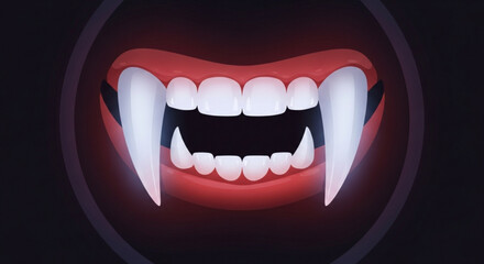 Naklejka premium A spooky vampire mouth with sharp fangs, perfect for halloween designs, posters, or themed party invitations and decorations