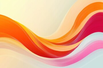 Smooth flowing wave-like abstract lines in warm and soft gradients of orange, red, pink, and beige creating a dynamic yet calming motion