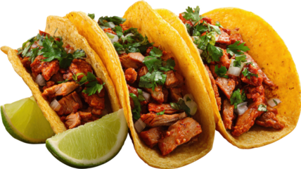 Tacos al pastor, Mexican food isolated on a white background