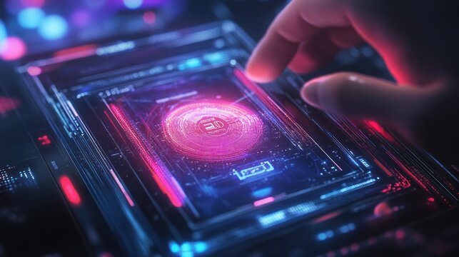 Hand interacting with digital crypto currency interface, futuristic interface - Powered by Adobe