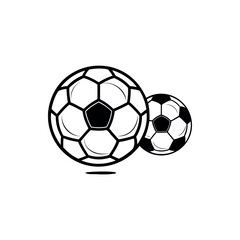 Obraz premium Two bold black and white soccer balls illustrating the popular sport silhouette vector