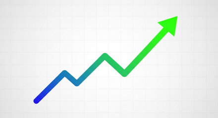 Green arrow pointing upwards on a, symbolizing growth, progress, and positive trends
