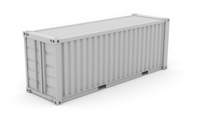 Gray shipping container in minimalist design on white background  