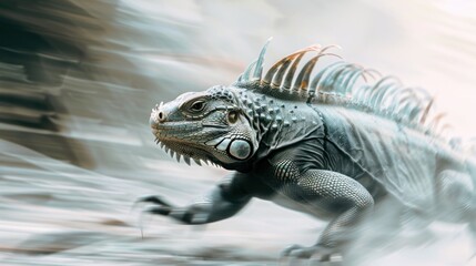 Fototapeta premium Gray lizard in motion