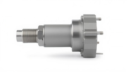 Industrial metal nozzle connector on white background  