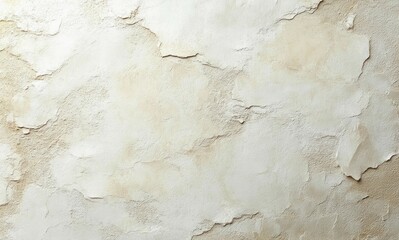 Close-up of a textured beige wall with peeling and cracked paint revealing rough underlying surface