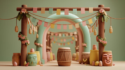 Stylized Hawaiian Party Decor With Tiki