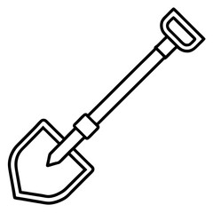 Compact Trenching Tool Icon Minimalist Line Art Vector for Construction and Landscaping Equipment