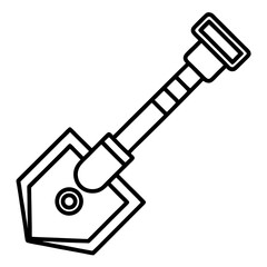 Compact Trenching Tool Icon Minimalist Line Art Vector for Construction and Landscaping Equipment