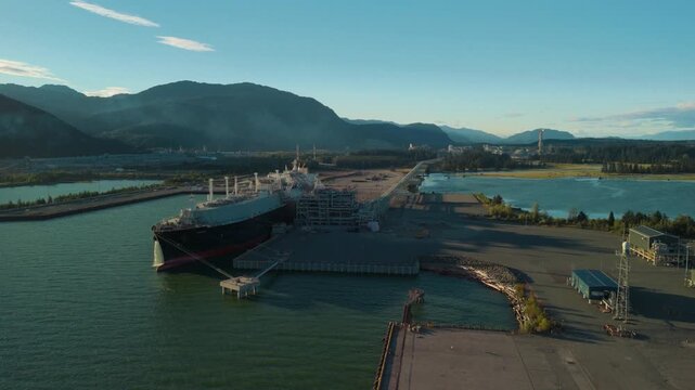 A ship loading liquified natural gas at a port facility in Kitimat, British Columbia, Part 1
