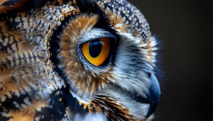 Close-Up of an Eurasian Eagle-Owl Eye in Darkness