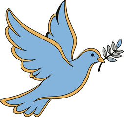 Obraz premium Blue Dove with Olive Branch – Peace Symbol Vector Illustration