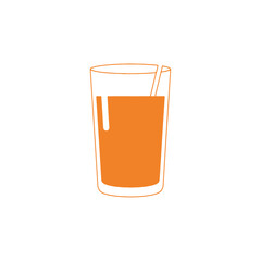 Orange Juice in a Glass with Straw