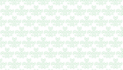 Repeating pattern of green geometric line art shapes on a white background abstract