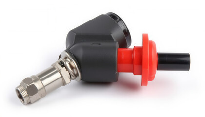 Connector fitting with red cap and metallic base for plumbing use  