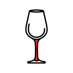 Stylized Wine Glass Icon with Red Stem