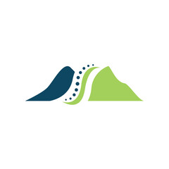 Green Blue Mountain Spine Logo – Eco Health and Wellness Design